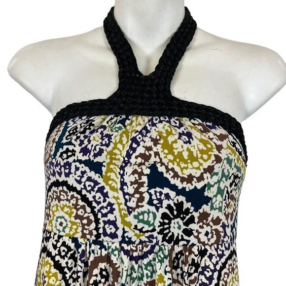 Elle Womens Halter Top Jersey Knit Stretch Knit Maxi Print Dress sz Small S - Picture 7 of 16